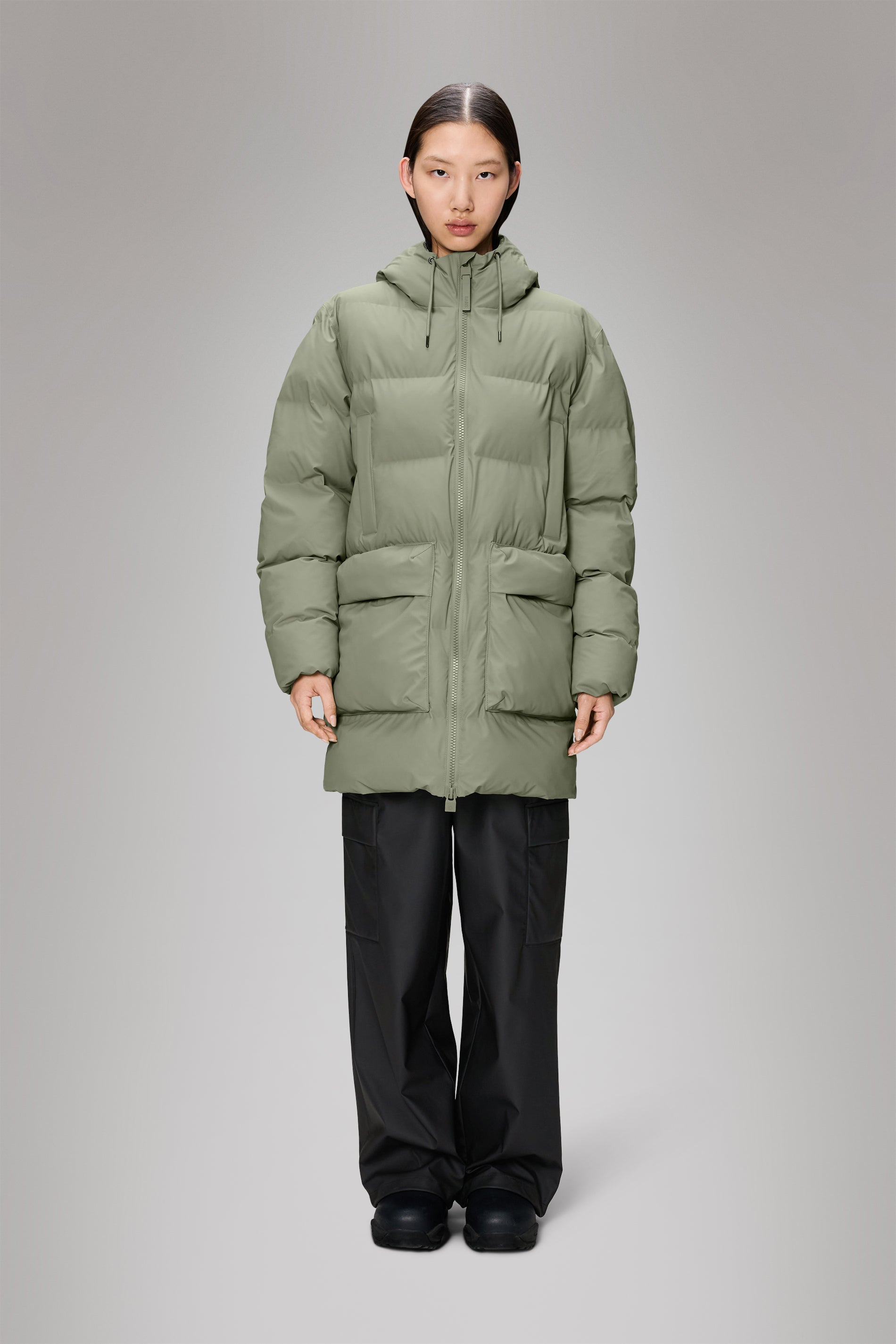Rains Alta Long Puffer Cargo Jacket Drift Jacket